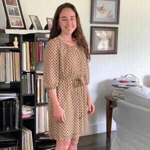 Enfocus Tan With Black Dots Dress, Size 4P